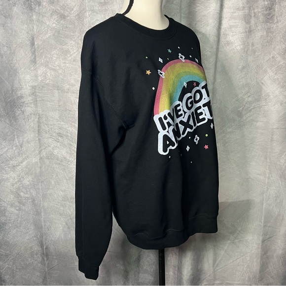 LookHuman I’VE GOT ANXIETY Rainbow Heavy Blend Black  Sweatshirt - Picture 5 of 9